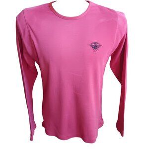 T-shirt Single Stitch Vintage 80's Chams Hot Pink Long Sleeve Embroidered Logo